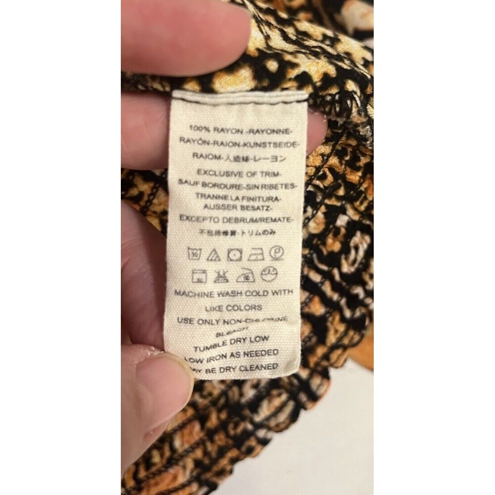 Free People Golden Yellow Orange Boho Paisley V-neck Crop Top Blouse X-Small - Picture 8 of 13